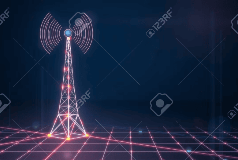 Digital illustration of a telecommunications tower